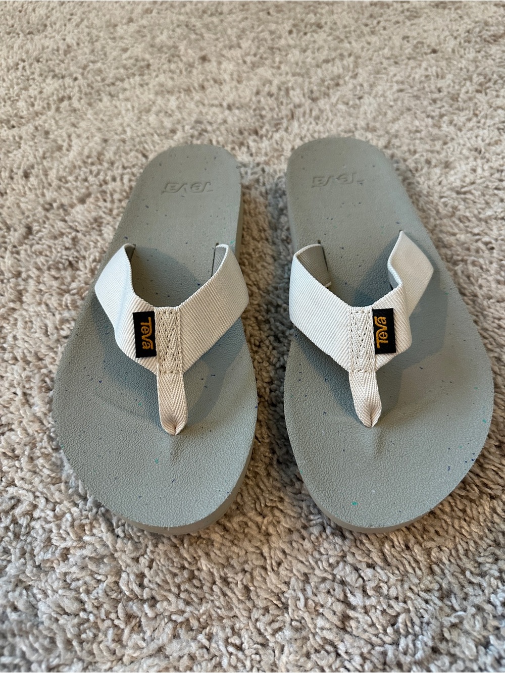 Teva Gray Footbed Sandals with Cream Straps